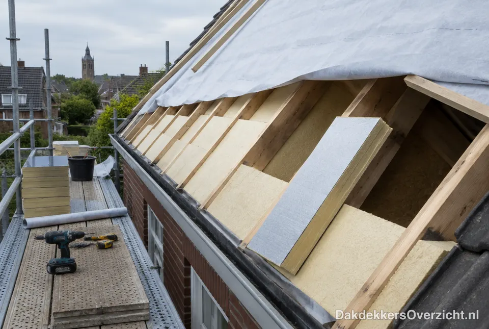 Isolatieplaten tussen de spanten van een open pannendak